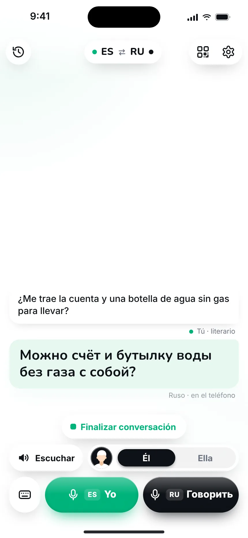 Tu interlocutor escucha — done speak partner